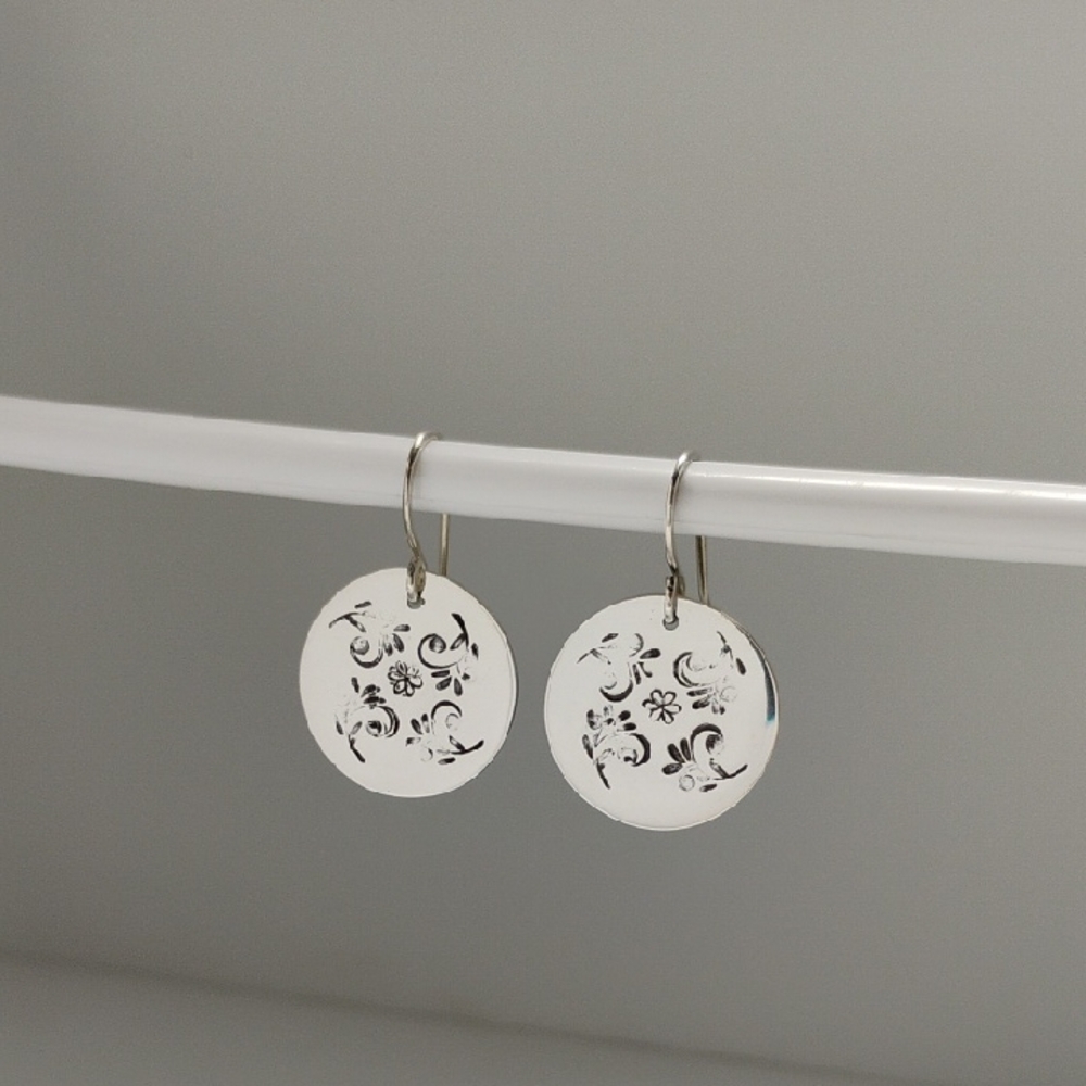 Sterling Silver Round Dangle Earrings